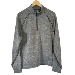 Greg Norman Golf Pullover Mens L Gray Heather Logo 1/4 Quarter Zip Sweatshirt